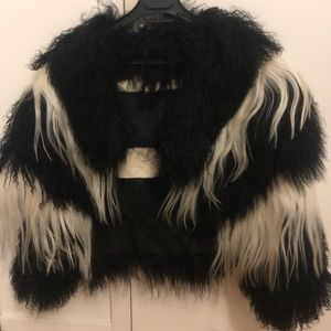 ❌SOLD❌ Ralph Lauren Black White Fur Jacket